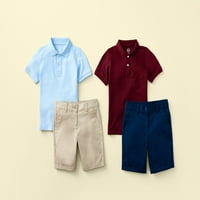 Wonder Nation Boys School Uniforma Pique Polo majice s kratkim rukavima, 2-pak, veličine 4- & Husky