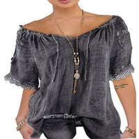 Ženska majica kratkih rukava Majica kratkih rukava s ramena lounge odjeća široki pulover jednobojna bluza od tunike u boji crnog