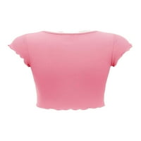 Ženske bluze i majice obične, blago rastezljive, obične, Ležerne, jednobojne ružičaste majice u vojnom stilu