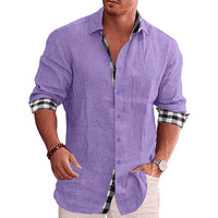 Široka jesensko-zimska muška majica dugih rukava Plus size, jesenska ležerna košulja od pamuka i lana od 5 inča