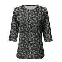 Bluze za Žene, Ležerne modne pamučne lanene bluze s printom za žene, majice kratkih rukava, vrhovi 2 inča