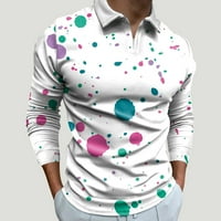 Muške polo majice ležerna proljetno-ljetna majica dugih rukava s ovratnikom s printom majica s gornjom bluzom