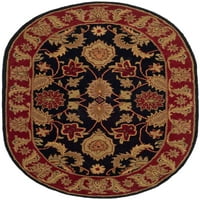 Klasična vunena prostirka s cvjetnim obrubom, Crna bordo, 4'6 6'6 ovalni