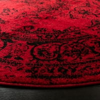 Tradicionalni izblijedjeli tepih, crveni i crni, okrugli 8'8'