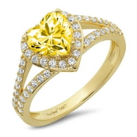 Žuti simulirani dijamant u obliku srca rez 1,49 karata graviranje žutog zlata 14 karata Izjava o godišnjici vjenčanja Halo zaručnički