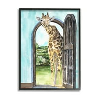 _ Žirafa na vratima Safari-portret životinje u crnom okviru, 30, dizajnirao George Diachenko
