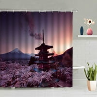 Zavjese za tuširanje s cvjetovima trešnje na planini Fuji, zidni mural u japanskom stilu s krajolikom, ukras kade, viseći zaslon