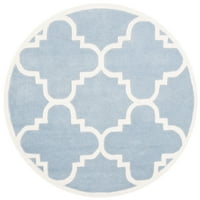 Geometrijski četverokraki tepih od vune, Plava slonovača, kvadrat 4' 4'