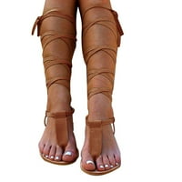 Ženske ljetne ravne sandale s remenom u rimskom stilu Plus size cipele