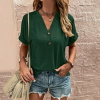 Ženske majice s izrezom u obliku slova A, ležerna jednobojna Bluza, ženska labava tunika kratkih rukava, zelene košulje u boji a
