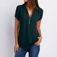 ljetne jesenske Ženske majice rasprodaja ispod $ ženske ljetne košulje kratkih rukava ležerna tunika s patentnim zatvaračem s izrezom
