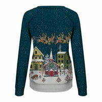 Božićni kostimi na rasprodaji džemper s božićnim printom s okruglim vratom široka bluza duks bez kapuljače prevelika majica za žene