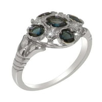 9K ženski prsten od bijelog zlata britanske proizvodnje s prirodnim londonskim plavim topazom i kubičnim cirkonijem - opcije veličine-veličina