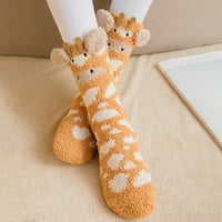 Par čarapa za odrasle, mačka iz crtića, zec, alpaka, žirafa, piletina, pahuljasto, zadebljano, elastično, zadržava toplinu, koraljno