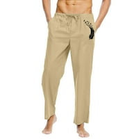 Muške pripijene hlače u širokom kroju, obične Ležerne hlače s elastičnim pojasom i džepom od pamuka i lana, panelne hlače