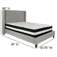 + Krevet na platformi pune veličine s čupavim presvlakama od svijetlosive tkanine s džepnim oprugom