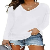 2./ ženske jednobojne majice s dugim rukavima šišmiš, plisirana bluza s bočnim izrezom u obliku slova u, labavi kroj, modne majice