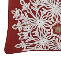 Osnove velike snježne pahuljice crveni ukrasni jastuk za bacanje, 18 ”x18”