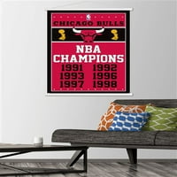 Zidni plakat Chicago Bulls Champions u drvenom magnetskom okviru, 22.37534