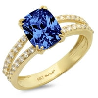3,96-karatna plava imitacija tanzanita ugravirana 18-karatnim žutim zlatom vjenčani prsten za godišnjicu vjenčanja veličina zaručničkog