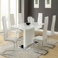 Blagovaonski stol u obliku slova T u sjajnoj bijeloj boji