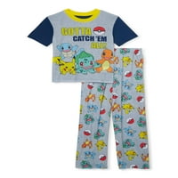 Pokemon Boys majica s kratkim rukavima i duge hlače, dvodijelni set pidžama, veličine 4-10