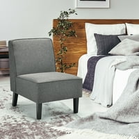 Naglašena stolica bez ruku, moderni kauč za jednu osobu od tkanine s nogama od gumenog drveta u sivoj boji