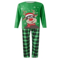 Obiteljski Božićni pidžama setovi, zabavni Top s printom losa i sobova i karirane hlače, pidžama za parove