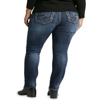 Silver Jeans Co. Ženske plus veličine Suki Srednje uspona Ravne noge traperice