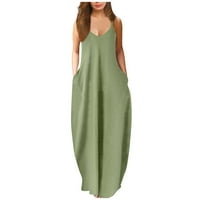 Haljine A-liste, ženske modne casual haljine velike veličine S naramenicama s okruglim vratom, zelene, 4 inča