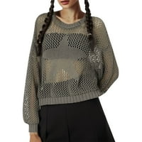Ženski džemper heklani gornji dio tijela s ramena mrežasta košulja za plažu dugih rukava jesenska odjeća pulover džemper