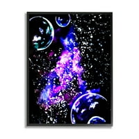 Podebljana ljubičasta galaksija maglica umjetnost za djecu slikanje crno uokvirenom umjetničkom printom zidna umjetnost