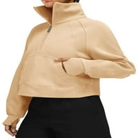 Ženske jesenske pulovere dugih rukava Crop Top s patentnim zatvaračem Trenirka