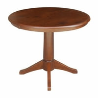 36 36 okrugli stol za blagovanje na postolju od punog drveta u ispranoj taupe boji