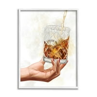 Grafika za piće u čašama za piće, bijeli uokvireni umjetnički tisak, zidna umjetnost, dizajn