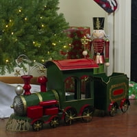 24 Zelena, crvena i zlatna metalna figurica vlaka Stolni Božićni ukras