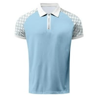 Muška majica za golf s kratkim rukavima, Jednobojni vanjski Casual Polo s patentnim zatvaračem, ležerna majica u svijetloplavoj boji