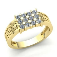 1,5-karatni prirodni dijamantni prsten s okruglim rezom, 3-inčni muški vjenčani prsten za godišnjicu od 14-karatnog punog ružičastog,