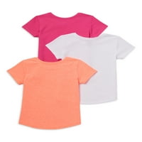 Jednobojne majice kratkih rukava za djevojčice od 3 pakiranja, veličine od 12 m do 5 T