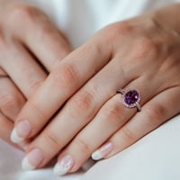 Miabella ženska 2- karat ovalnog izrezanog ametista stvorio je bijeli safir 10kt ružičasti zlatni prsten