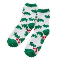 Rasprodaja ženskih čarapa, 1 par božićnih čarapa za odrasle, ženske tople koraljne plišane čarape srednje duljine