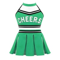 Odjeća za navijačice za velike djevojke, plesni kostim s naramenicama na vratu, zelena 8