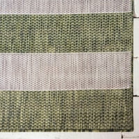 Jedinstveni unutarnji i vanjski prugasti tkalački stan Prugasti tepih zeleno-sivi 6 '1 9 ' pravokutni Prugasti Moderni savršen za