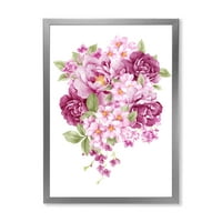 DesignArt 'Buket od ružičastog retro cvijeća' tradicionalni uokvireni umjetnički tisak