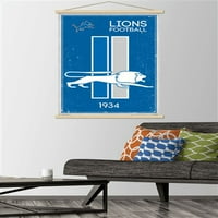 Detroit Lions - zidni poster s retro logotipom u magnetskom okviru, 22.37534