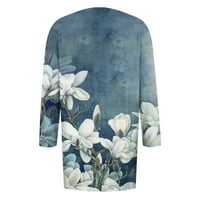 Ženska modna ležerna kardigan jakna srednje duljine s cvjetnim printom