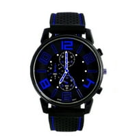 Muški kvarcni analogni sat sa silikonskim remenom i okruglim brojčanikom Sportski ručni sat u plavoj boji