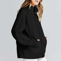 Lagana jesenska jakna-udobne Modne Casual jakne s patentnim zatvaračem dugih rukava za žene u crnoj boji, Veličina Abou
