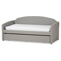 Kauč sa zakrivljenim naslonom u donjem dijelu i modernim jastučićima za nokte od tkanine, dvostruki kauč s preklopnim krevetom za