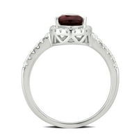 Arista Carat T.W. Stvoren rubin i bijeli modni zaručnički prsten u Sterlingu srebra